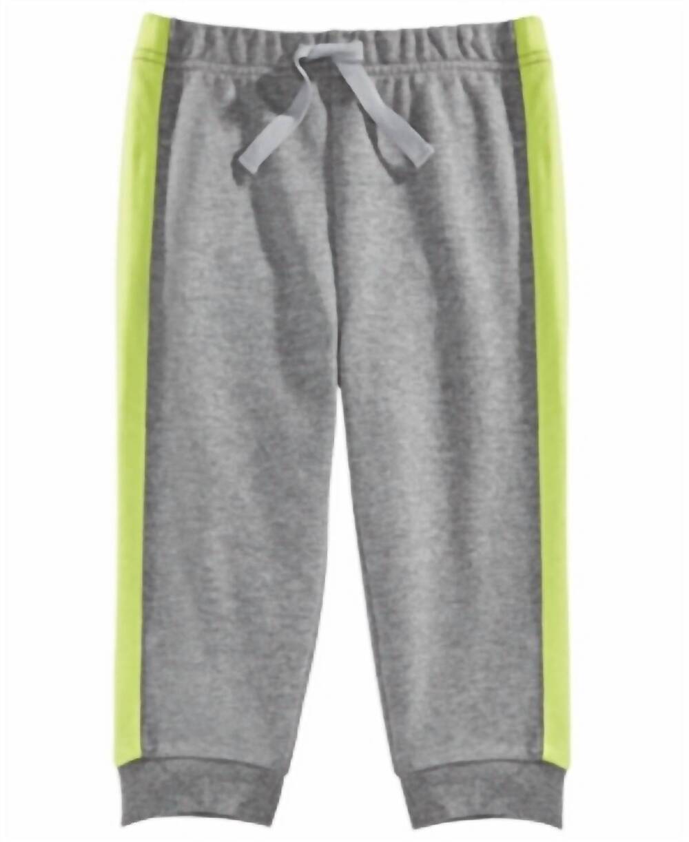 NEW FIRST IMPRESSIONS infant boys side stripe sporty jogger pants in pewter heat